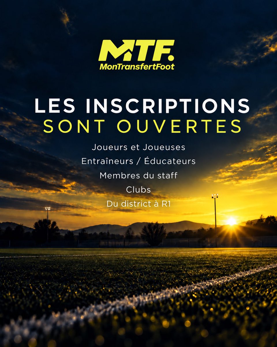 MTransfertFoot's tweet photo. ⚽ Les inscriptions sont ouvertes sur MonTransfertFoot !
Joueurs, joueuses, entraîneurs, éducateurs, staff et clubs : le football amateur se donne rendez-vous sur MTF !
👉 https://t.co/848IhDvVZf
#MonTransfertFoot #FootballAmateur #RecrutementFootball #MTF https://t.co/W8lNPW0e9l
