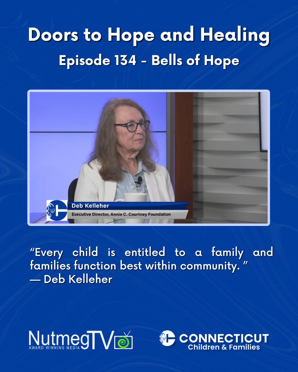 CTDCF's tweet photo. Catch the latest episode of  #DoorsToHopeAndHealing 👉 https://t.co/IZylSXMrOM
🔔 Ep 134 features Deb Kelleher of the Annie C. Courtney Foundation. Hear her personal &amp; professional story of working with #LivedExperience in foster care.

 #ConnecticutFamilies #CTDCF #ChildWelfare https://t.co/xFwHBZvakG