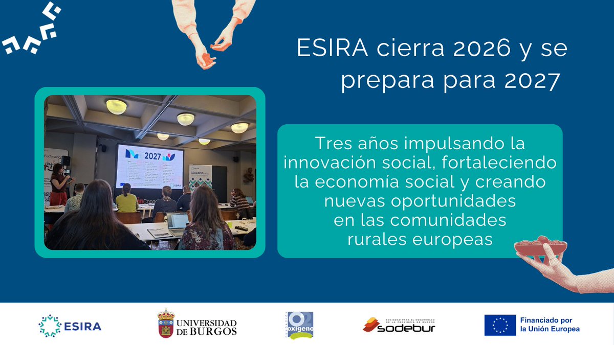 ProyectoESIRA's tweet photo. Con la mirada puesta en 2027, seguimos impulsando la innovación social y fortaleciendo las comunidades rurales europeas. 🌍💙 https://t.co/H9U0vUxfgE