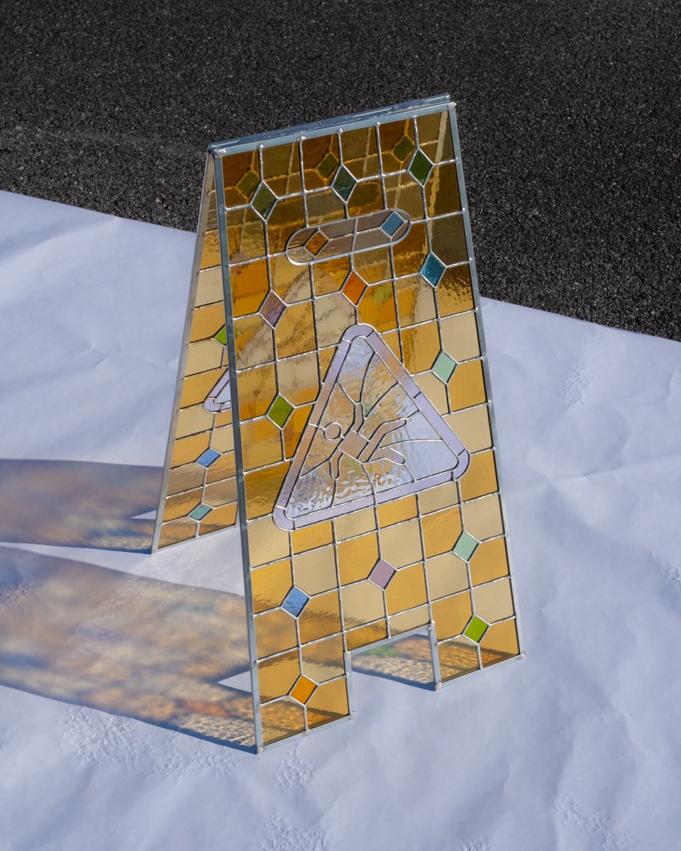 haydclay's tweet photo. Stained Glass Wet Floor Sign https://t.co/SdolKNUqBp