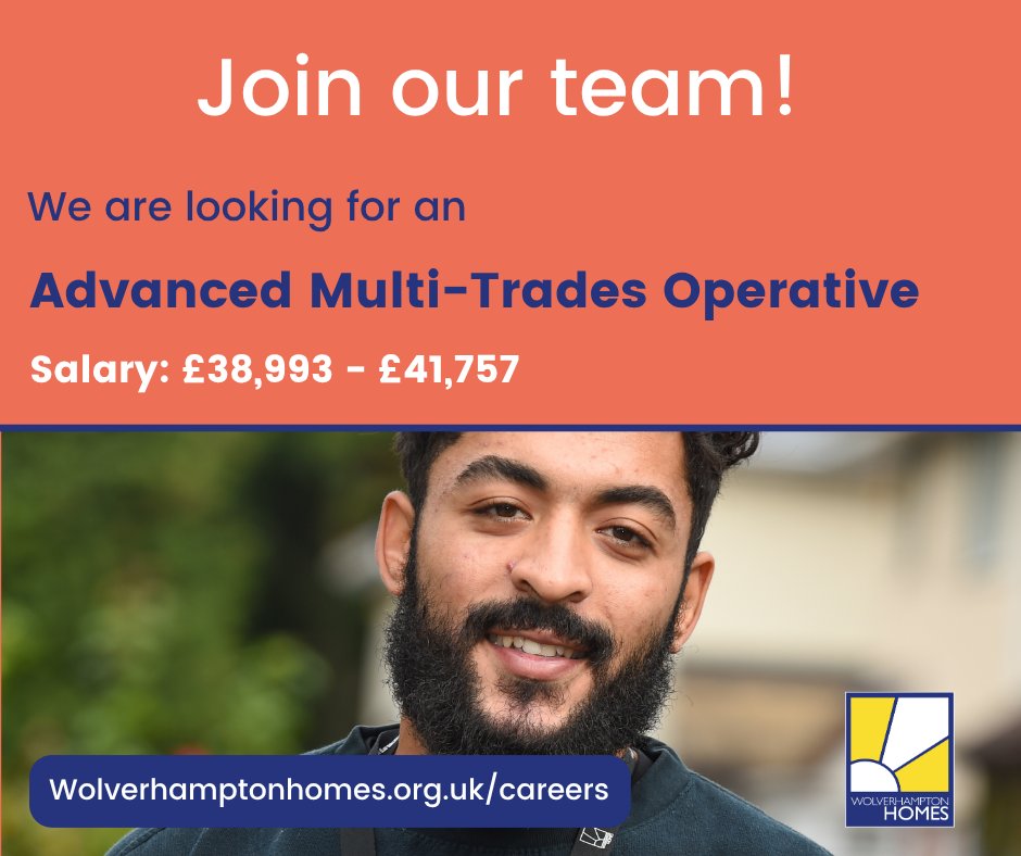 WolvesHomes's tweet photo. Do you hold a City &amp; Guilds or NVQ Level 2 in bricklaying, carpentry, plastering or plumbing?  We are looking for a skilled trades professional looking for the chance to make a positive difference every day.
For more information, head to WMJobs: https://t.co/ESsClnM3u2 https://t.co/XY5O8rA3kh