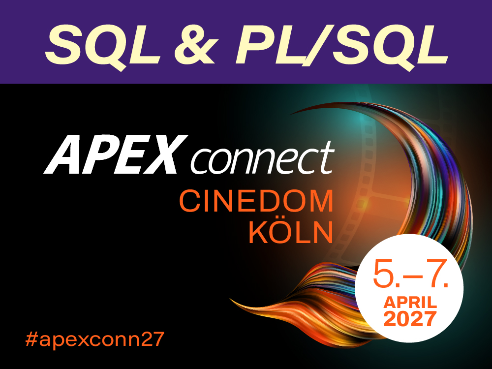 DOAGeV's tweet photo. 🗄️ + ⚡ = SQL &amp; PL/SQL

In diesem #APEXconn27-Themenstream geht es um Performance-Tuning, Best Practices, neue Features und kreative PL/SQL-Lösungen.

Reicht eure Vorträge ein und gestaltet das Programm der APEX connect 2027 im Cinedom Köln aktiv mit! 

👉 https://t.co/vIMOmRLjLy https://t.co/jpfN8yCT2w