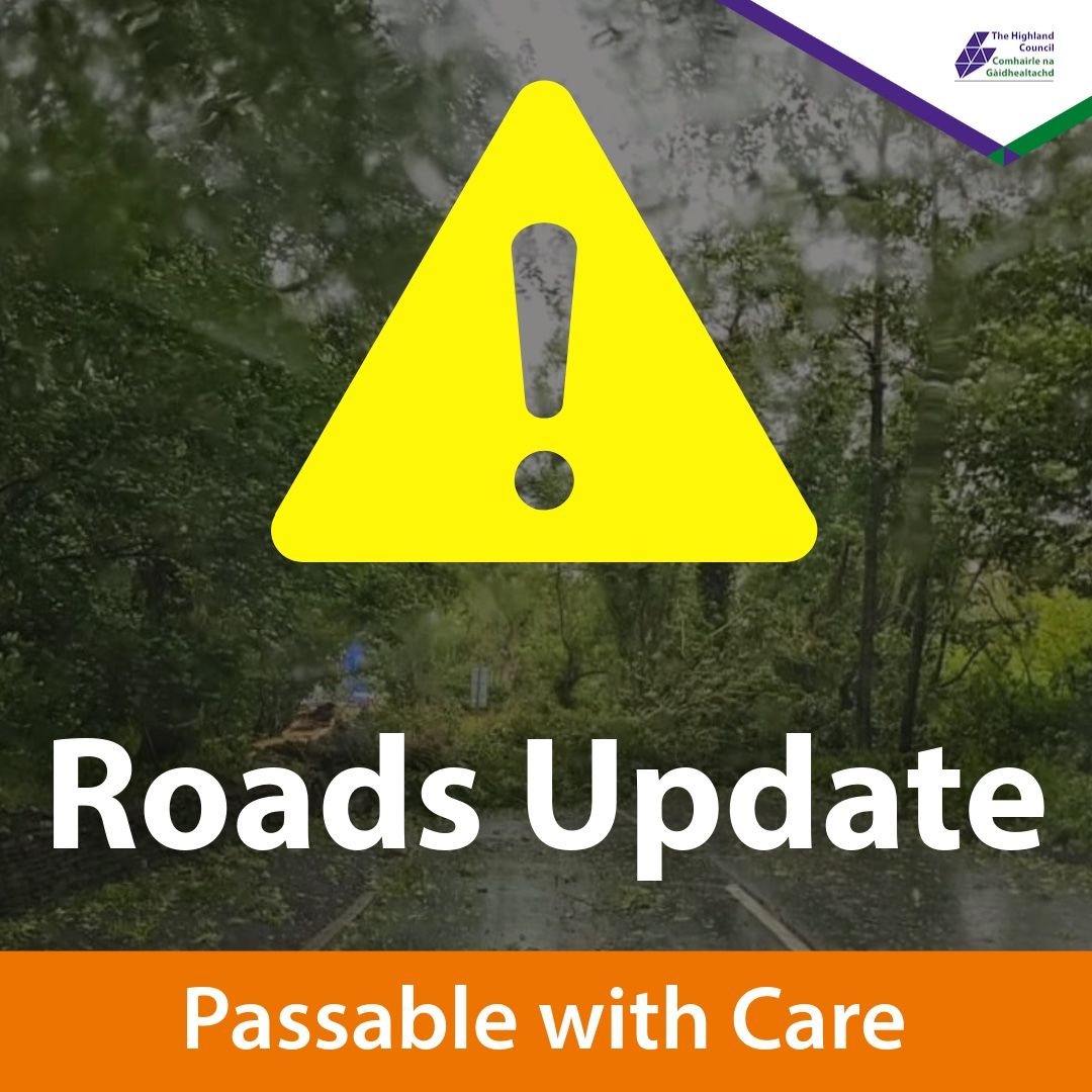 HighlandCouncil's tweet photo. ⚠️ Fallen tree on #B8056 Shieldaig - Redpoint road. Operatives are on route. https://t.co/yahZtBWEeO
