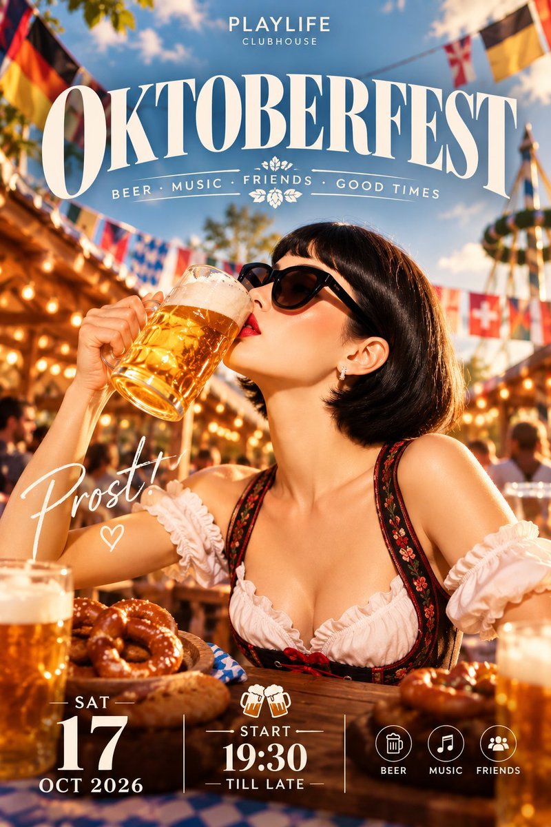 PlaylifeC's tweet photo. 🍺🔥 OKTOBERFEST @ PLAYLIFE CLUBHOUSE 🔥🍺

ปีนึงม��ครั้งเดียว! ใครพลาดปีนี้ต้องรออีกทีปีหน้านะครับ! 🇩🇪🍻

เตรียมชุดลายสก๊อตให้พร้อม แล้วมาชนแก้ว ในคืนที่เต็มไปด้วยเบียร์ เสียงเพลง และเพื่อนใหม่ที่พร้อมสนุกไปด้วยกัน ❤️‍🔥

🍺 WELCOME DRINK: 
》》 OKTOBERFEST BIER
》》 Weissbier 
--------------------------
🍽️ ใส่ชุดตรงธีม 
รับฟรี !! APPETIZER 1 SET! 🤎
---------------------------

👔 DRESS CODE: 
ลายสก๊อต / ชุดบาวาเลียน 
🍻 Buffet Thai Beer & Soft Drink 
--------------------------

📅 SATURDAY, 17 OCTOBER 2026
⏰ START 19:30 TILL LATE
📍 PLAYLIFE CLUBHOUSE

แท็กคู่หู แท็กแก๊ง แล้วเตรียมตัวให้พร้อม 
✨️คืนนี้ไม่ใช่แค่ดื่มเบียร์ 
แต่คือการมาสร้างความทรงจำด้วยกัน!

#PlaylifeClubhouse #Oktoberfest #GermanBeer #OctoberBeer #PartyBangkok