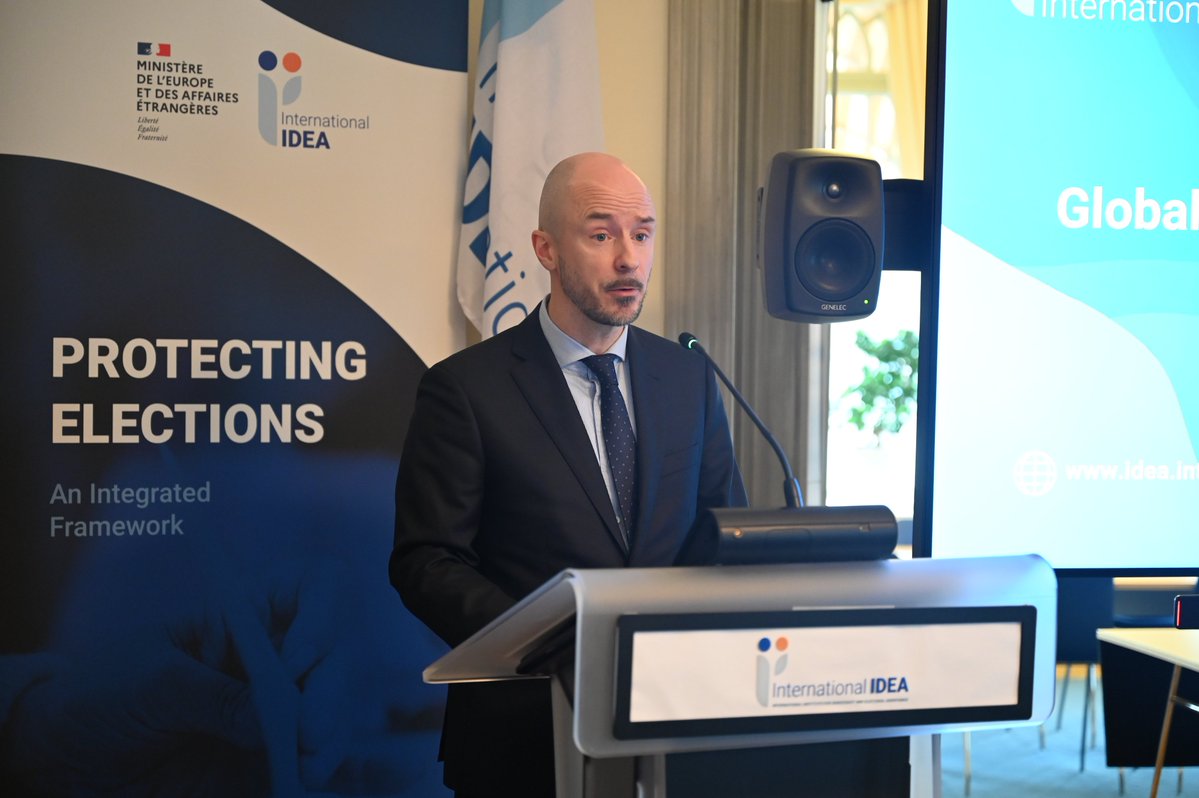 Int_IDEA's tweet photo. Joining the opening, Ambassador Thierry Carlier of @francediplo @francediplo_EN and Laurent-Gabriel Côté-Fournier of @Canada reaffirmed a shared commitment to #ElectoralIntegrity and international cooperation in addressing the complex risks, threats and crises facing elections. https://t.co/nDBxkR5KKd