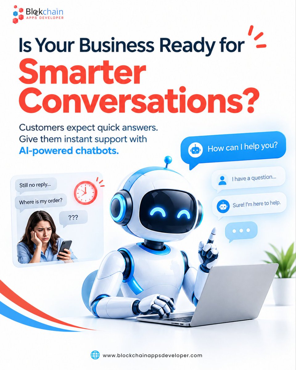 blockch_apps's tweet photo. 🤖 Make Every Customer Interaction Smarter

Automate routine queries, engage prospects, and support customers 24/7 with custom AI chatbots built around your business needs.

Explore your solution:  https://t.co/pV7jnXL8aR

#ai #chatbot #automation https://t.co/bwrb06lWiJ