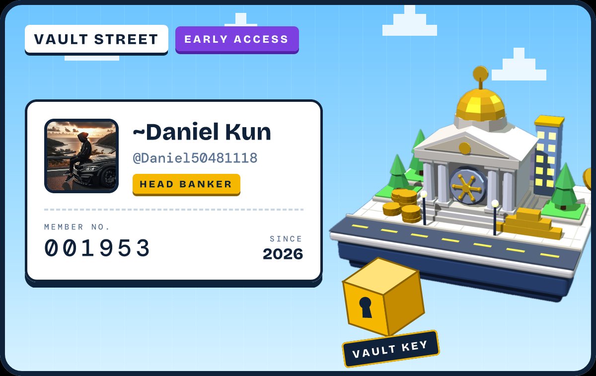 Daniel50481118's tweet photo. Got my Vault Street early access card 🏦 https://t.co/knsLyTPj6c