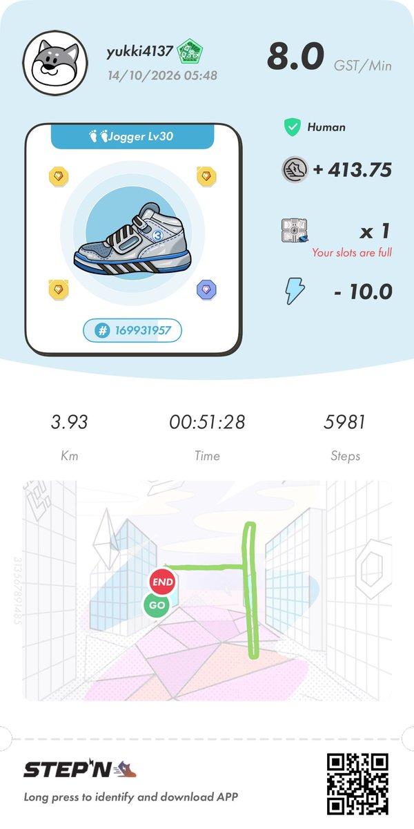 yukki4137's tweet photo. 10月14日のSTEPN
#STEPN
#STEPNEnergy
#ProofOfSTEPN
#STEPNGames
activation code
お裾分け
32422069
#アクティベーションコード https://t.co/iAjYddPIi5