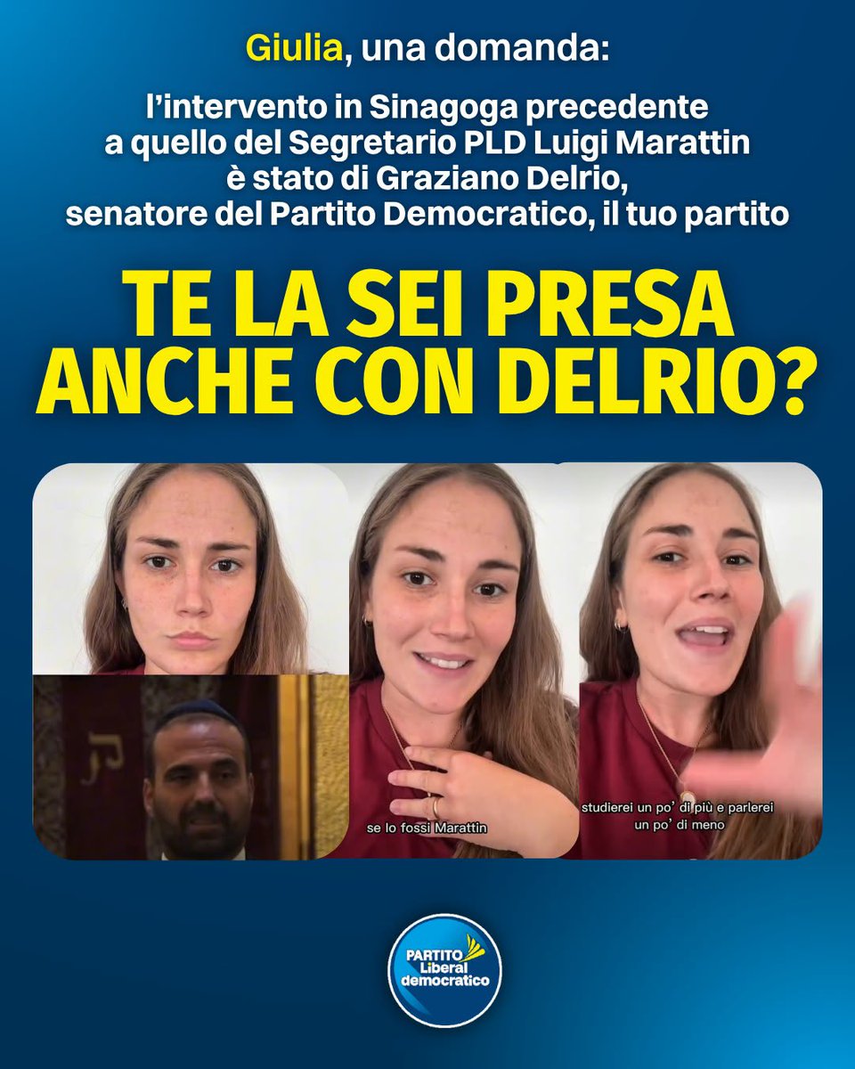 marattin's tweet photo. Una consigliera comunale del Partito Democratico di Voghera, in un video sui social mi riempie di insulti per il mio intervento della settimana scorsa alla sinagoga di Milano, in occasione dell’anniversario della strage del 7 Ottobre.

La suddetta consigliera pro-pal si guarda bene, tuttavia, dal rivolgere le stesse critiche e gli stessi insulti al collega che ha parlato prima di me in quell’occasione, dicendo tra l’altro le stesse cose.

Il senatore del Partito Democratico Graziano Delrio.

E sapete perché non lo fa, la suddetta consigliera pro-pal?

Perché se lo facesse, confermerebbe ciò che tutti sanno: che in quel partito convivono opinioni totalmente opposte sulla politica estera, come su ogni altra dimensione.