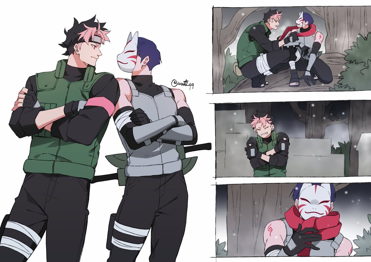 isumi_49's tweet photo. 鳴保 in Ninja verse 
Nrm as Jonin, Hsn as Anbu 
Same lvl but different mission..
Light and Dark https://t.co/7HiFr8vJfz