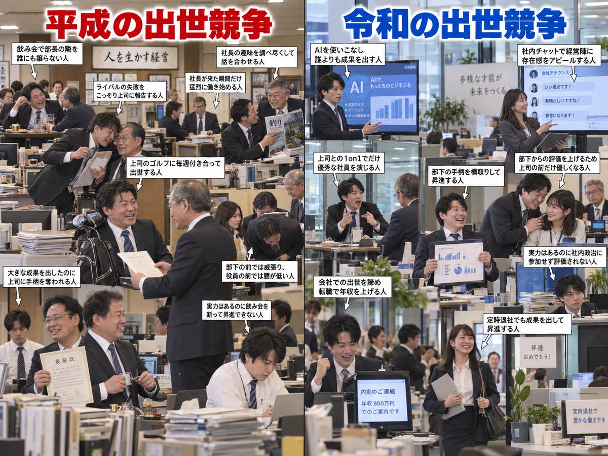 hikaru_hackjpn's tweet photo. 出世競争の変化がすごい…

←平成　　　　　　　　　令和→ https://t.co/2sB3KVLWM6