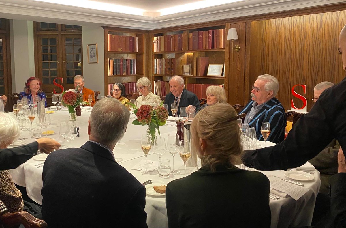 AlecMarsh's tweet photo. Had a fantastic evening hosting the literary legend Sir Alexander @McCallSmith for dinner at the @spectator last night with a table of wonderful guests - here’s a snapshot … Thanks to @SpectatorEvents and everyone for coming and making it such a blast! https://t.co/UaXqyJaPsC
