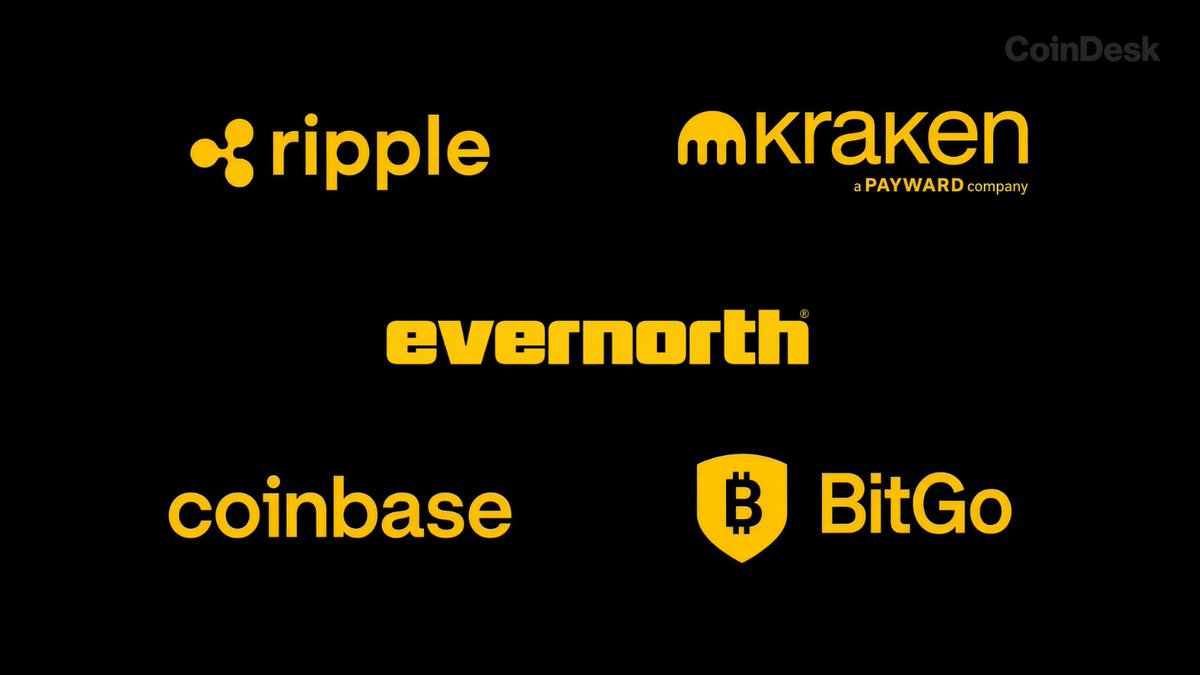 CoinDesk's tweet photo. NEW: @Nasdaq listed @evernorthxrp names @Ripple, @Krakenfx, @Coinbase and @BitGo as inaugural institutional partners to deploy its 473M $XRP treasury. https://t.co/czhcUMB49V