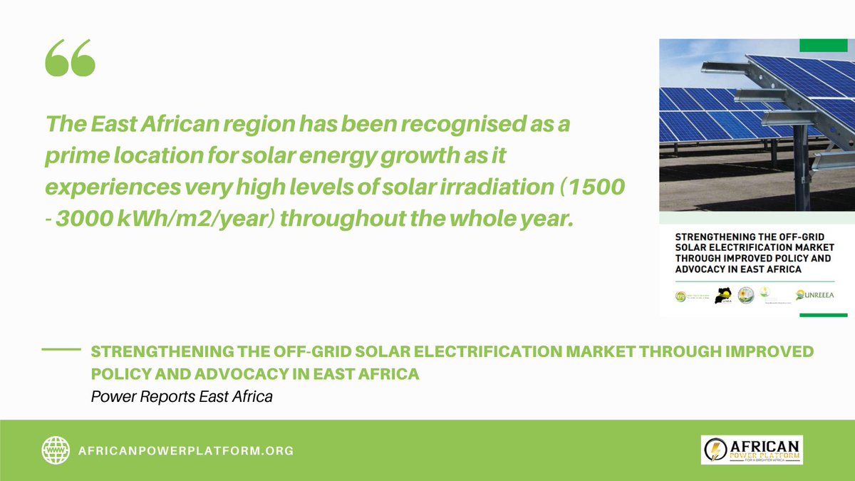 power_african's tweet photo. https://t.co/pNh1vUnW5Y
Power Reports East Africa
Strengthening the Off-Grid Solar Electrification Market through Improved Policy and Advocacy in East Africa
#africanpowerplatform #PAYG #energy #Africa #electrification #minigrids #microgrids #offgrid
https://t.co/pNh1vUnW5Y https://t.co/3sE4nC9rYS
