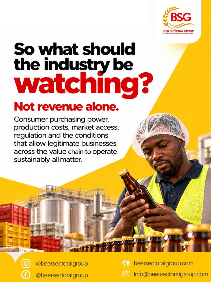 BeerSectoral's tweet photo. The estimated ₦1.4 trillion spent on spirits, beer and malt drinks in the first half of 2026 offers an interesting lens into Nigeria’s beverage market.

Consumer purchasing power, production costs and regulation all shape how the sector performs.
 
#beersectoralgroup #bsg https://t.co/qnx6AmabNk
