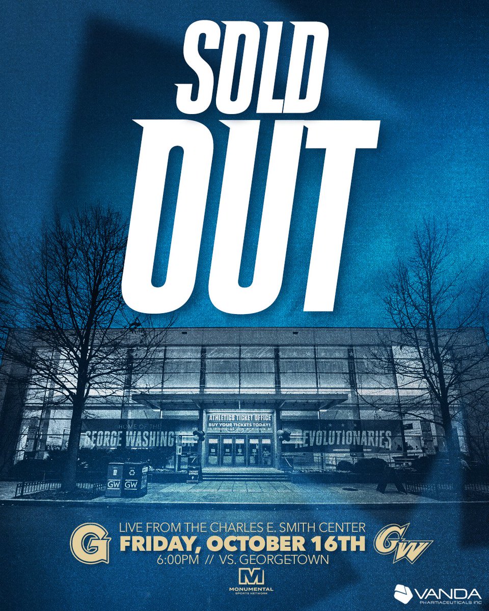 GW_MBB's tweet photo. SOLD OUT spotlight on Friday night 🤩 

@GWGeorgesArmy seats are still available on a first come, first serve basis when gates open at 5pm.

#RaiseHigh https://t.co/GJNdT054KA