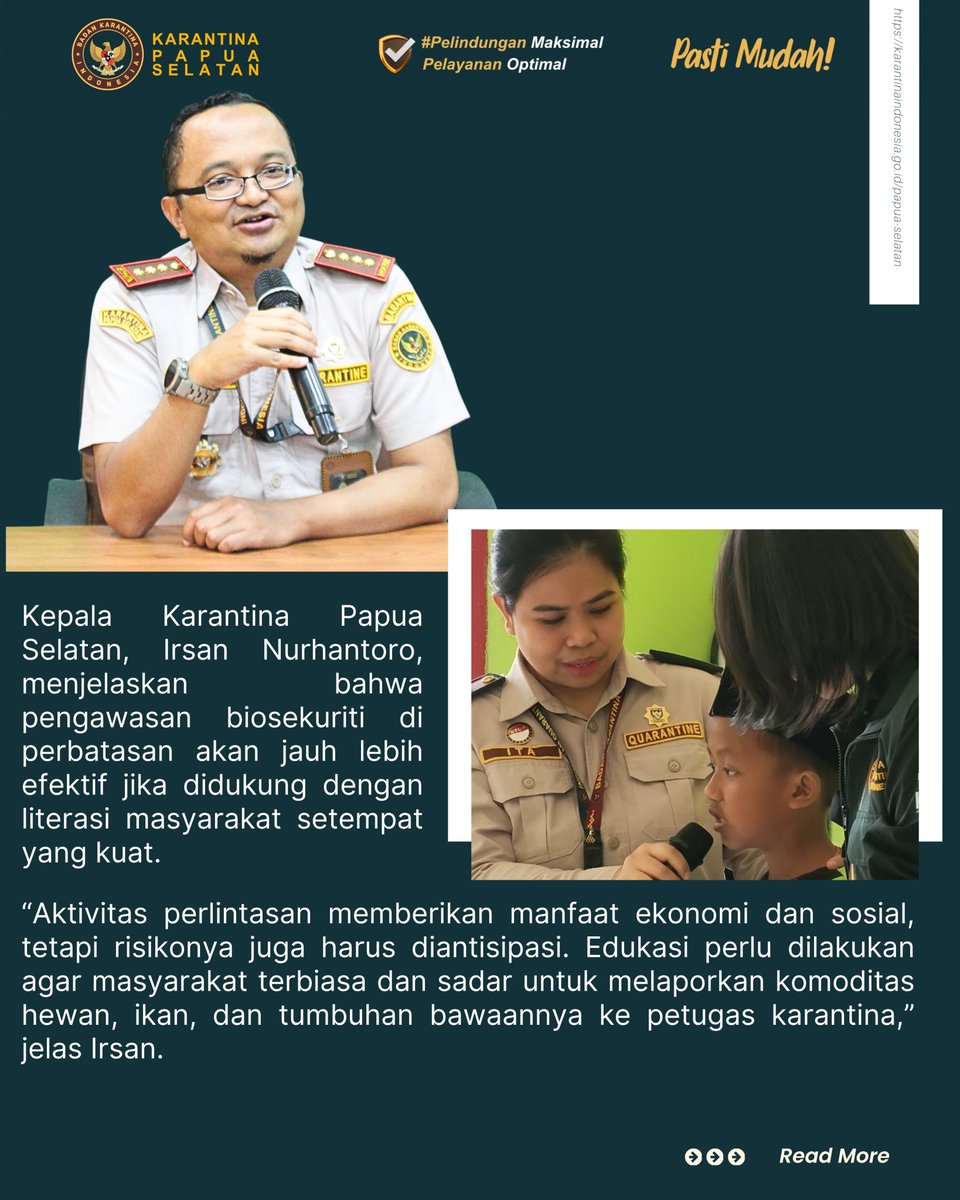 KarantinaMrauke's tweet photo. Tanamkan kesadaran biosekuriti sejak dini! 🛡️ Karantina Papua Selatan gelar "Quarantine Goes to School" bagi siswa SD di perbatasan Sota. Mari jaga batas negeri dengan langkah: Lihat, Lapor, Lindungi! 🌿🐾🐟
#KarantinaPapuaSelatan #QuarantineGoesToSchool #Sota #LaporKarantina https://t.co/6xgRhHB10K