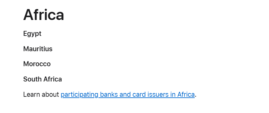 Recneps__19's tweet photo. @Akuzike_di @Turnt_Lotus I think you are talking about basic "tap to pay" which is also how apple pay techincally works and is supported in MW, but apple pay, sadly, is not available in Malawi.

attached is a list of countries that support apple pay as per the apple support website https://t.co/mWQEhxzudV