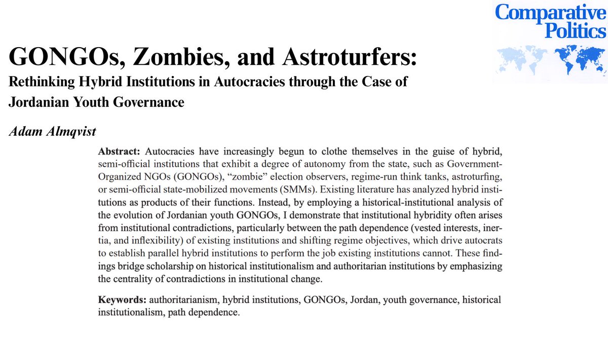 Journal_CompPol's tweet photo. ‼️ Open Access Article ‼️ 

Be sure to check out our open access article by Adam Almqvist where he demonstrates that institutional hybridity often arises from institutional contradictions.

📖 Read: https://t.co/Qu3zlJKBAg https://t.co/2neV7ndyHF