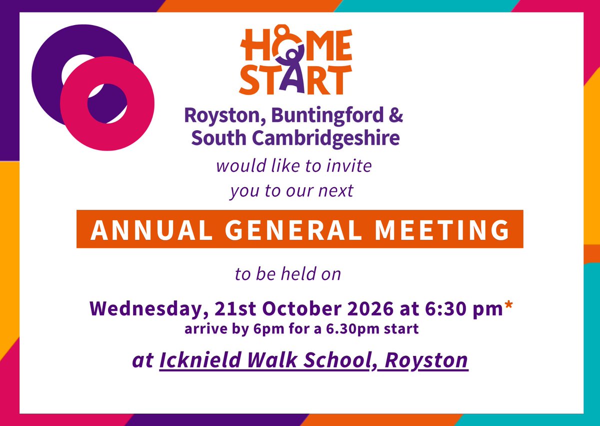 HomeStartRSC's tweet photo. 🧡 Our AGM is just one week away! 💜

We’d love you to join us next Wednesday, 21st October, to hear more about the difference Home-Start RBSC is making for local families.

📩 Today is the RSVP deadline: admin@hsrsc.org.uk https://t.co/wvGuCOUPJl