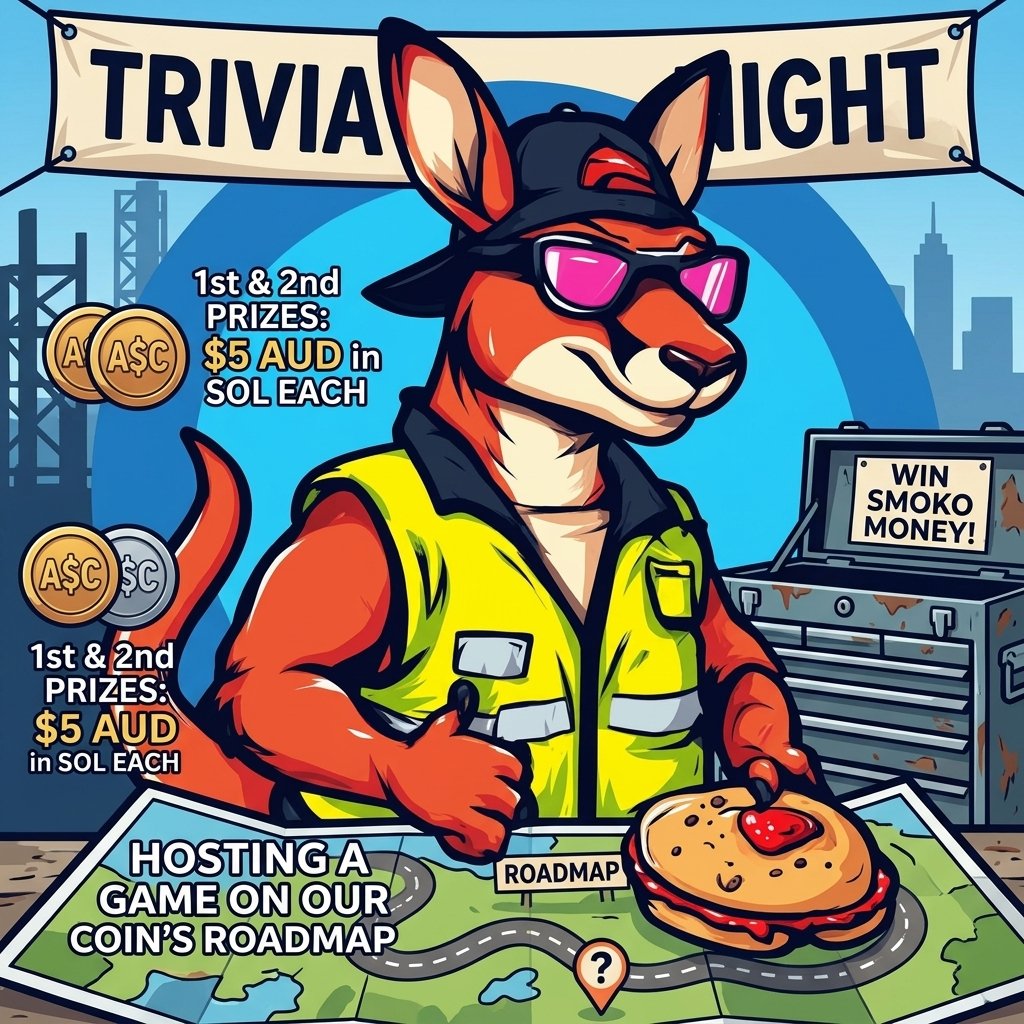 DegenMateCoin's tweet photo. Crikey! Reckon you know our coin's roadmap inside out? 🛠️
We’re hosting a community trivia game, and it’s time to show us what you've got.
Two legends are walking away with some extra fuel for smoko. 1st and 2nd prize get $5 AUD in SOL each! 🤙💯

When: Tonight 8:30pm AEST
Where: https://t.co/7DqWoF4Fo1

Don't be a slack-arse—rock up, test your brain cells, and score some free crypto. See ya there! 🇦🇺🦺
#Crypto #SOL #Solana #TriviaNight #Roadmap #Fomo #Solgem #FairGo 
Ca: 4T34YQu8UXC925v45yYDs1J2HHu32JpcbFRLw3mapump