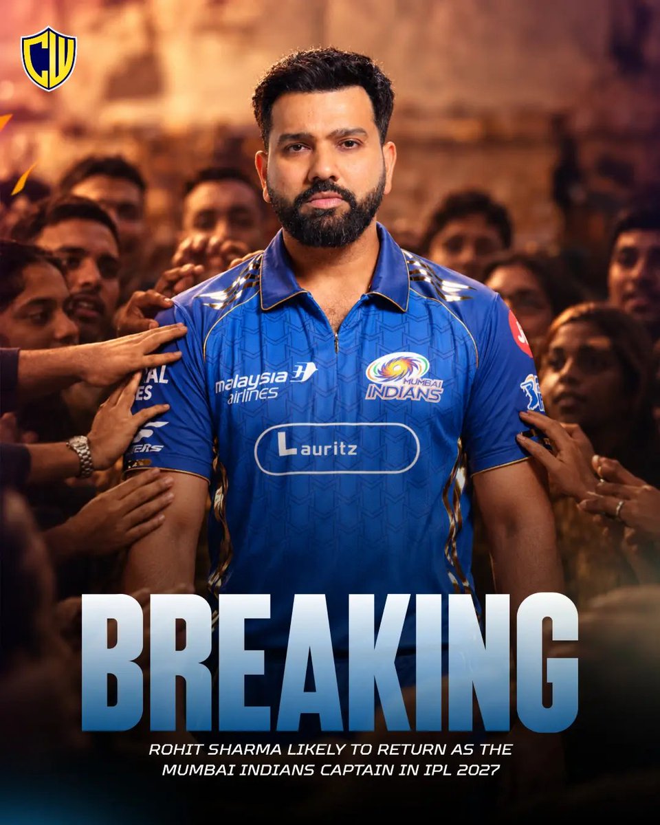 Starlight5947's tweet photo. Will we see Captain Rohit again in IPL 2027? 👀
 The reports are encouraging, but an official confirmation is still awaited. Hoping the Hitman leads Mumbai Indians once more.

#RohitSharma #MI #IPL2027 https://t.co/hBGyc0nRMP