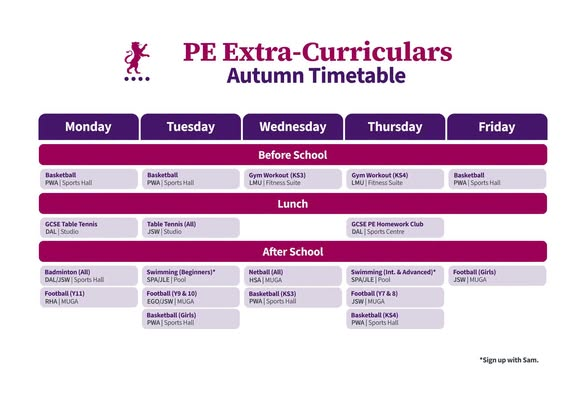 ArkCharter's tweet photo. Autumn Extracurricular Timetables for ALL YEARS are now available!
You can access the full Extracurricular and PE Extracurricular timetables below. https://t.co/2FWKSN89Ga