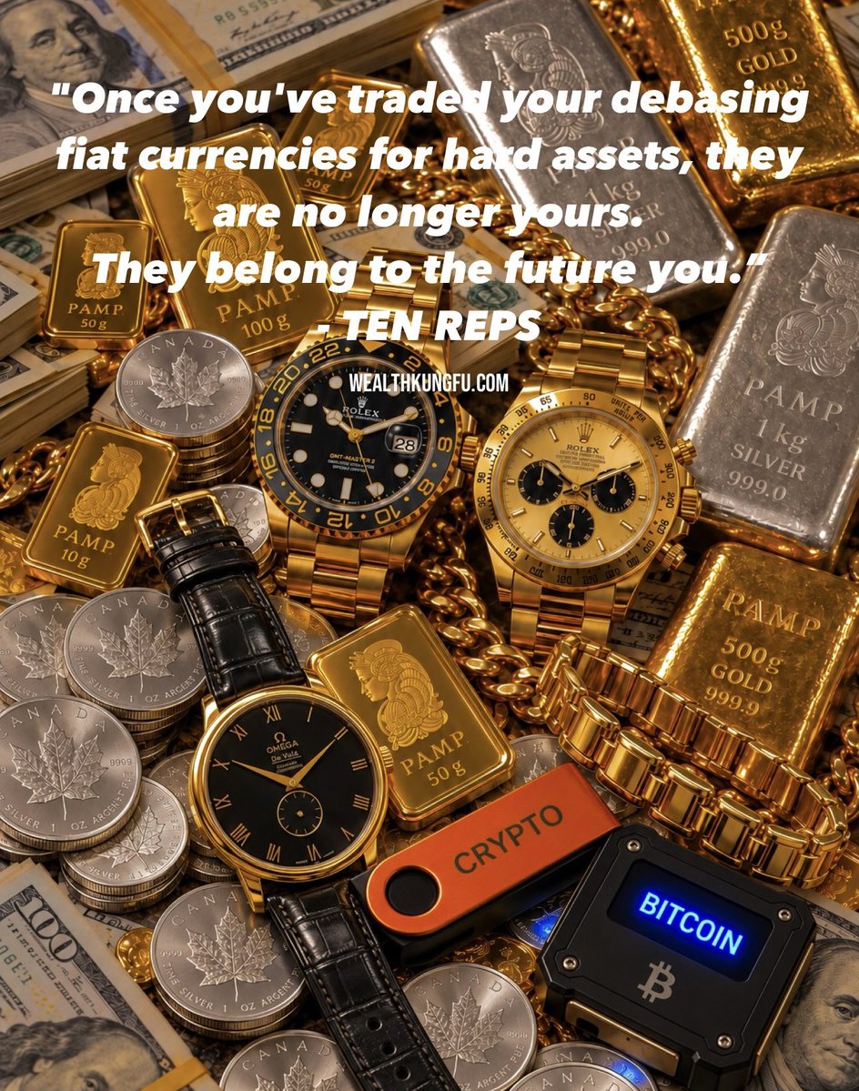 tenrepsauthor's tweet photo. Don’t make your retirement heavy with regrets.
Make it heavy with assets.
#wealthbuilding #assets #hardmoney #gold #silver #bitcoin #crypto #rolex #storeofwealth #rebellion #selfsovereignty #retirerich #freedom https://t.co/LVIxAMH6Mg