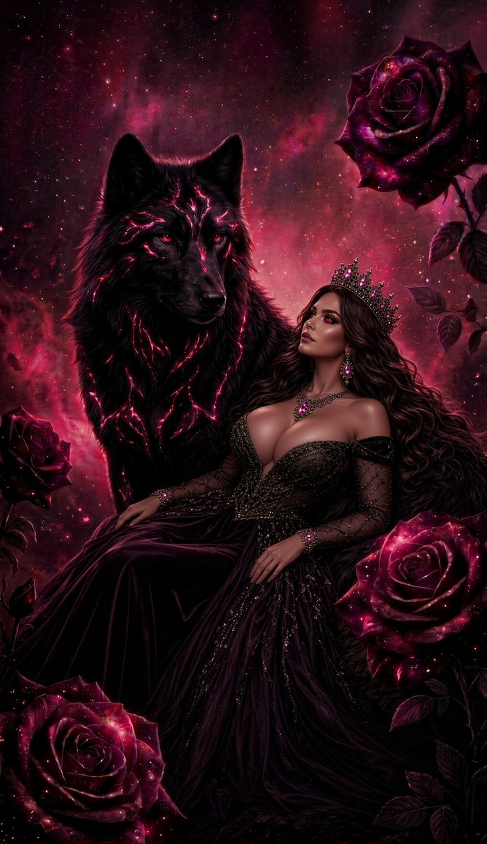 GloWolfWaiifu11's tweet photo. She is the rose ๐น that learned stillness and the wolf ๐บthat never did. Both bloom with the same celestial glow in the dark. ๐พ๐๐ค๐ซโจ #GlOwtober #GlowbabyEffect #GoddessGlow #Libra #WolfQueen #CosmicWolf #CelestialWolf #Cosmos https://t.co/PLGpjEEv4m