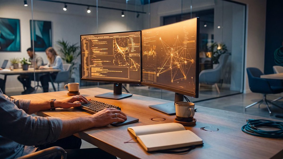 GerridJakoip6y's tweet photo. Nothing says peak productivity like staring at two giant screens of messy code while pretending the third cup of coffee is still doing something. https://t.co/uram392sGL