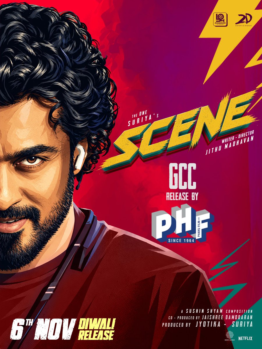 ZhagaramOffl's tweet photo. GCC is gearing up for #SCENE !💥Theatrical Release by @PharsFilm

@Suriya_offl @jithumadavan #Jyotika #NazriyaFahadh #Naslen @sushintdt 
@ChethanDsouza @kabilanchelliah @rajsekarpandian @2D_ENTPVTLTD @GokulamMovies @SonyMusicSouth @SceneTheMovie  @ursvamsishekar @prosathish @pro_sabari @Linqmarqet