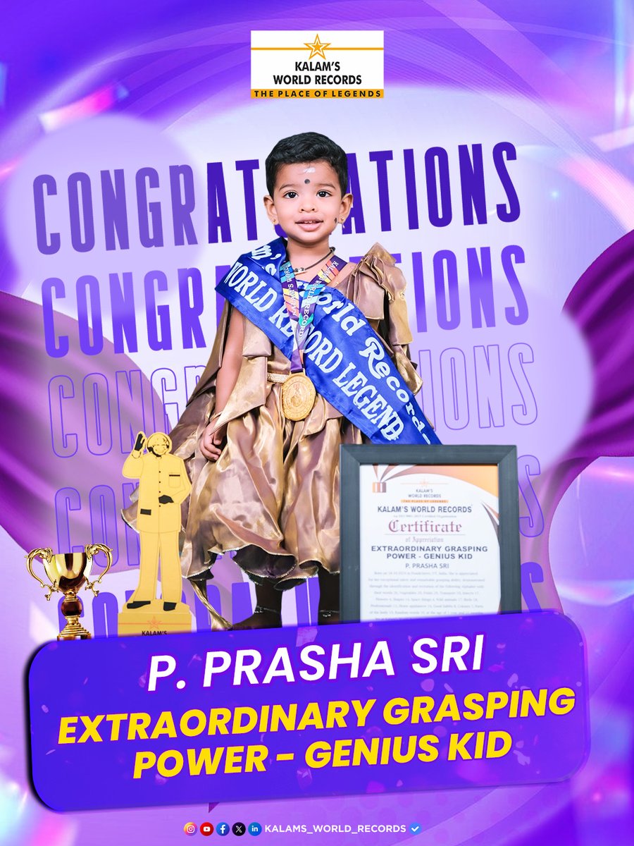 K_B_O_R's tweet photo. Extraordinary Grasping Power – Genius Kid

👏 Congratulations, P. Prasha Sri!

P. Prasha Sri is Recognized for Her Extraordinary Grasping Power and Remarkable Learning Abilities, Showcasing Exceptional Talent and Potential at a Young Age.

#geniuskid #younggenius #childprodigy https://t.co/L9OqLIO6cP