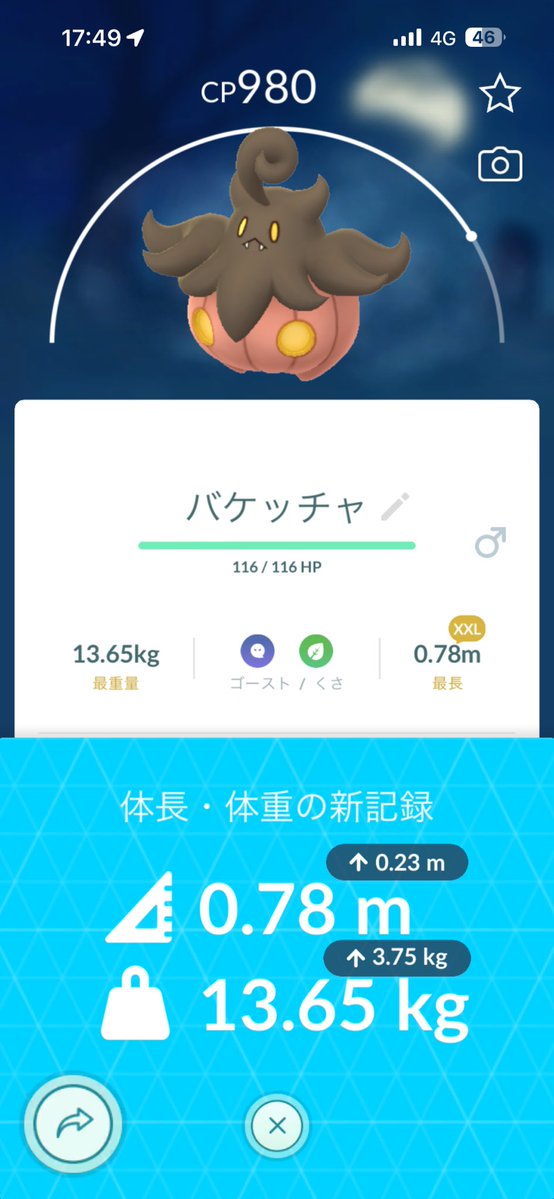 h_yama_'s tweet photo. #ポケモンGO
バケッチャXXLでた！大きい？ https://t.co/aDcfIf75ir