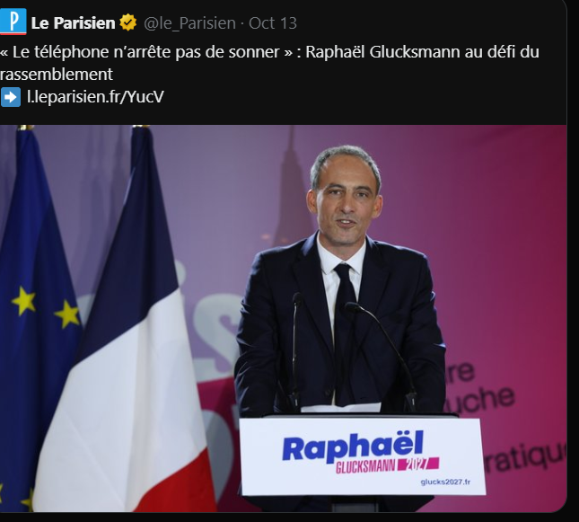 GauchehorsPS's tweet photo. Le téléphone de Glucksman n’arrête pas de sonner » : Plusieurs socialistes lui ont annoncé leur refus de le soutenir; une campagne initié par des anciens sympathisants PS appelle à rejoindre le leader de l'UNION DE LA GAUCHE @JLMelenchon https://t.co/f1o3u8spiX