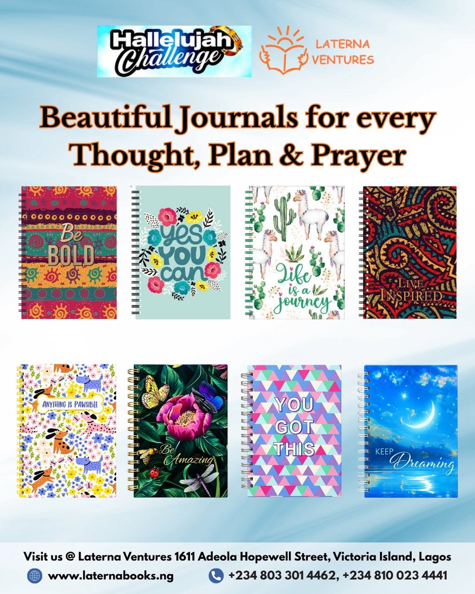 laternabooksng's tweet photo. 📖✨ Your Hallelujah Challenge essentials are here!

From beautiful prayer journals to Bibles for every season, find what you need to deepen your study, document your prayers and grow in your walk with God. 🧡🙌🏽

Explore our collection:
🌐 https://t.co/Za28bpuKYH

📍 Plot 1611 Adeola Hopewell Street, Victoria Island, Lagos
📲 +234 803 301 4462 | +234 810 023 4441

Join our WhatsApp Channels for more:
🔗 https://t.co/uUqhcvZsA1
🔗 https://t.co/MVE0w65MgJ

#LaternaBooks #HallelujahChallenge2026 #BibleStudy #NathanielBassey