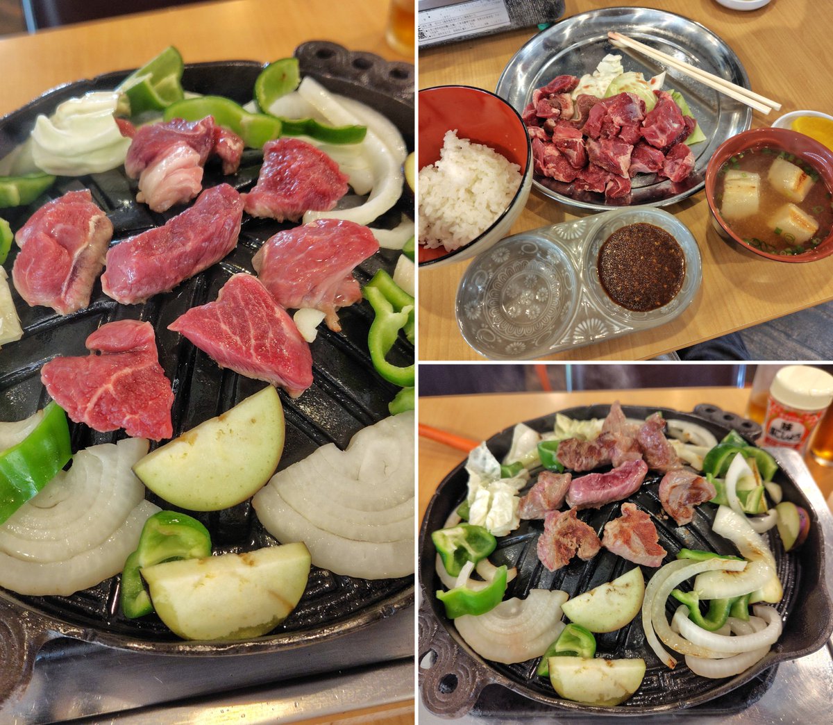 azu_nee's tweet photo. #霧の海食堂きっ川🐑
ランチメニューはジンギスカンのみ、生ラムを手切りでどっさりこのボリューム、タレが甘すぎないのがお気に入り😍
ごはん味噌汁は別に頼むようになってるので2人で3人前食べるもよし、ガッツリ羊まみれになれちゃいます♥ 
週末混み合うので予約がオススメ
2026.8 #三瓶町グルメ https://t.co/hf5a1fbyDH
