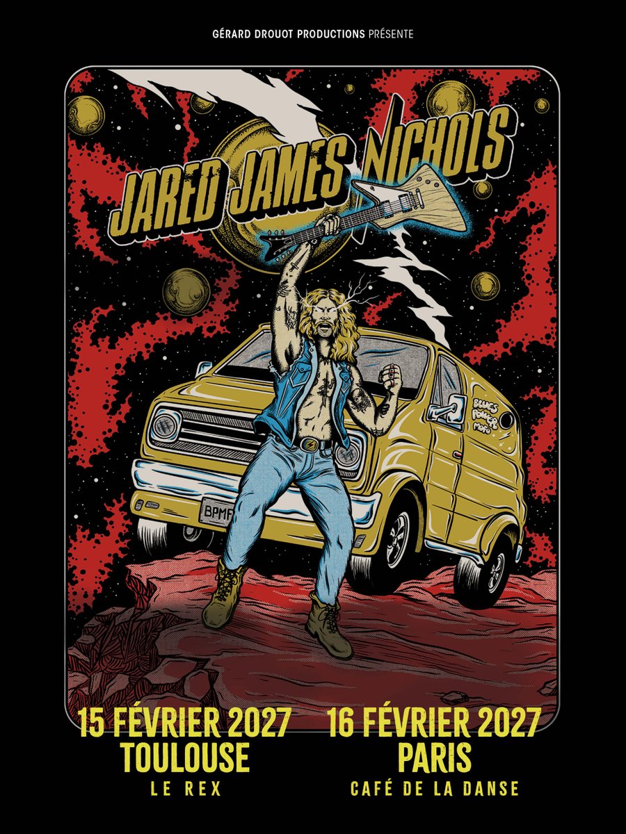 GDP's tweet photo. 🎸 ANNONCE - @JJNicholsMusic  en concert à Toulouse et Paris en 2027 !
 
🎟️ Prévente exclusive sur https://t.co/zOnpHwWVBL jeudi 15 octobre à 10h.
🎫 Ouverture de la billetterie sur https://t.co/zOnpHwWVBL et dans les points de vente habituels vendredi 16 octobre à 10h.
 
Guitariste gaucher qui joue sans médiator, Jared James Nichols impose un blues-rock brut et puissant, à la croisée du blues électrique et du hard rock des années 70.
Deux concerts exceptionnels à ne pas manquer ! 🔥