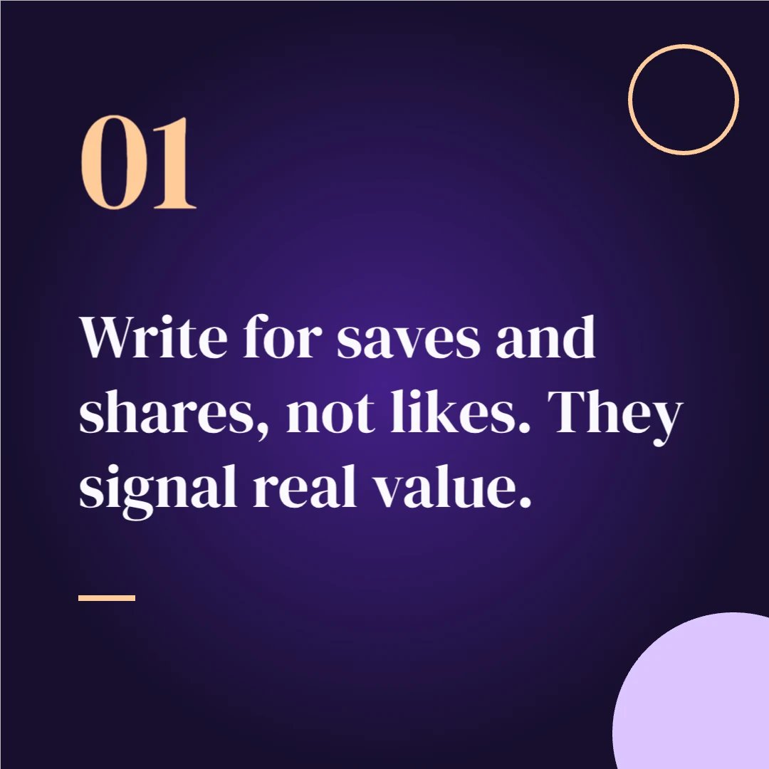 Octapost_app's tweet photo. Write for saves and shares, not likes.

A save says "I'll need this later." A share says "this is worth passing on." Both are stronger social media engagement signals than a like.

See which posts earn them: https://t.co/tPN4saKW0x

#SocialMediaTips https://t.co/9DcOGH0akp