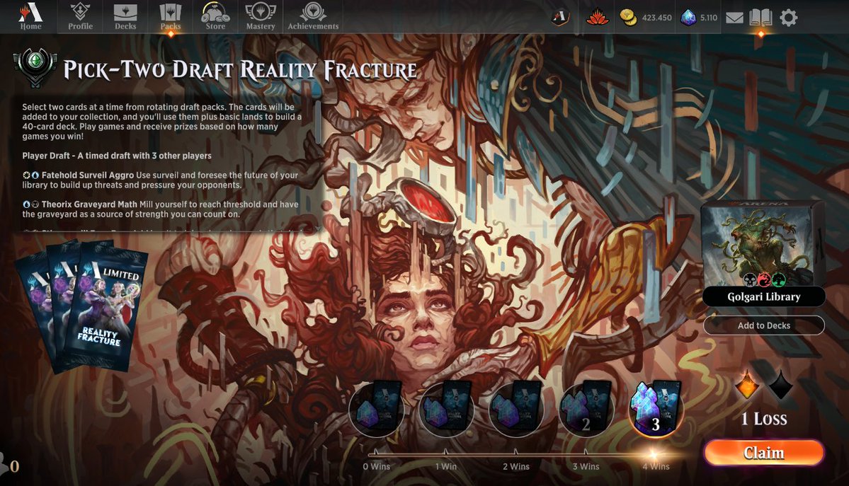 AlfaceVerde's tweet photo. #20 º🏆 de REALITY FRACTURE  

Golgari Library 4-1
Deck com muito valor, millando, voltando pro deck e dando shuffle no deck com efeitos de buscar terreno.

#mtg #magicthegathering #mtga #magicarena #realityfracturemtg #mtgrealictyfracture #mtgfra #framtg https://t.co/rexwa9XnyK