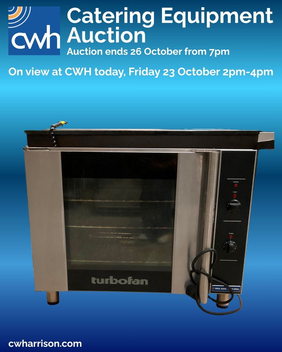 CWHAuctioneers's tweet photo. Catering Equipment Auction
Auction ends 26th October from 7pm.
#auction #ossett #CWHarrisonAndSon #CateringAuction #CateringEquipment #RestaurantEquipment #CafeEquipment #CommercialKitchen #CommercialOvens #CommercialRefrigeration #CoffeeMachines #OnlineAuction https://t.co/t42lCo3bo2