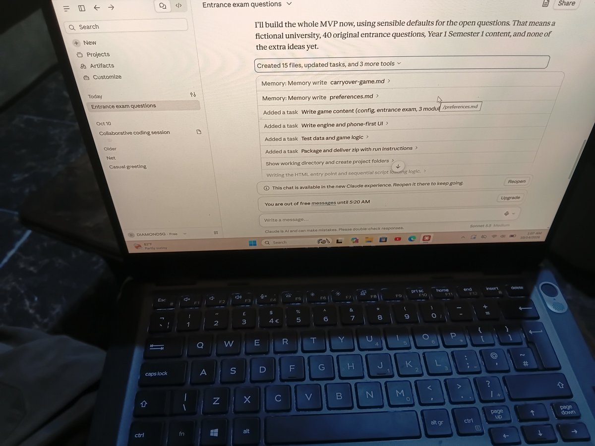 Diamond5G's tweet photo. Omo.
I just exhaust my claude limit in 15 mins, trying to build a Nigeria med school web based game. https://t.co/ytlc3tgIcE