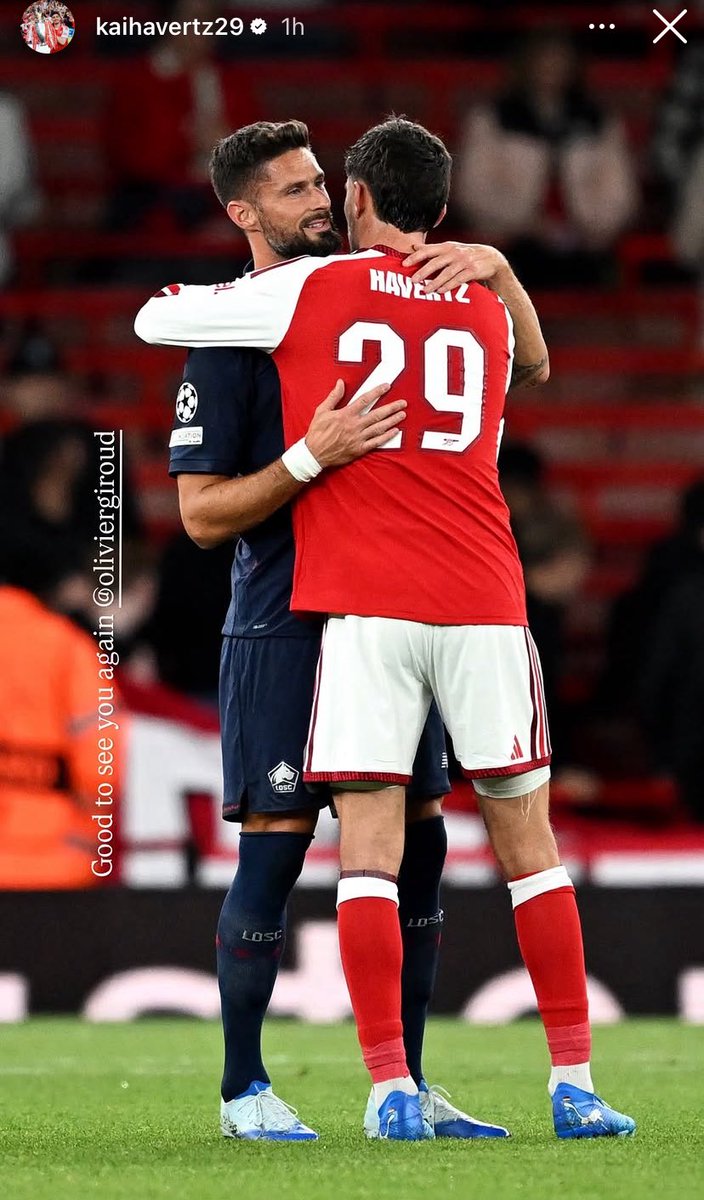 ArsenalRadar's tweet photo. 📲 Kai Havertz on instagram…..

“God to see you again Olivier Giroud.” #afclosc https://t.co/bZqPVPKD9F