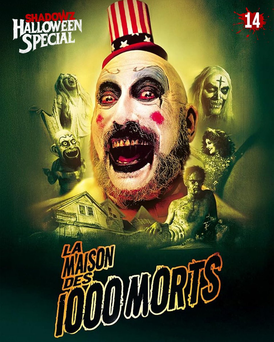 shadowzvod's tweet photo. 🎃 Shadowz Halloween Special 🎃
1 nouveau film par jour en octobre !

#14 🤡 LA MAISON DES 1000 MORTS - Rob Zombie, 2003 https://t.co/b9hBDHn6ac