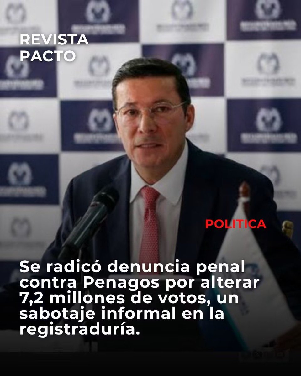 MissPoirot07's tweet photo. ¡Qué curioso! El registrador Penagos acudió a la justicia por los señalamientos de fraude de Petro y ahora enfrenta una denuncia penal por presunto sabotaje informático. ¿Quién le teme a que se investigue? Que la Fiscalía llegue hasta el fondo. ¡Los votos del pueblo se respetan, no se negocian!