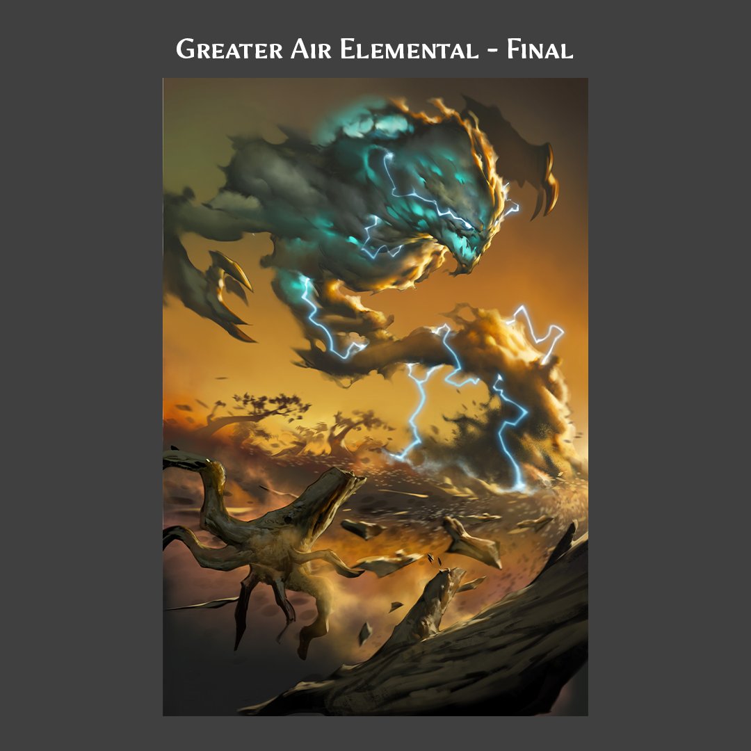 MightMagicFates's tweet photo. Today, we're taking you behind the scenes of Greater Air Elemental to show how its artwork evolved from sketches to colouring choices, to the final art! 

Thanks to our Art Director for this exclusive WIP ✨ 

Chaeck the evolution below! 🎨 https://t.co/WKAqBs5zec