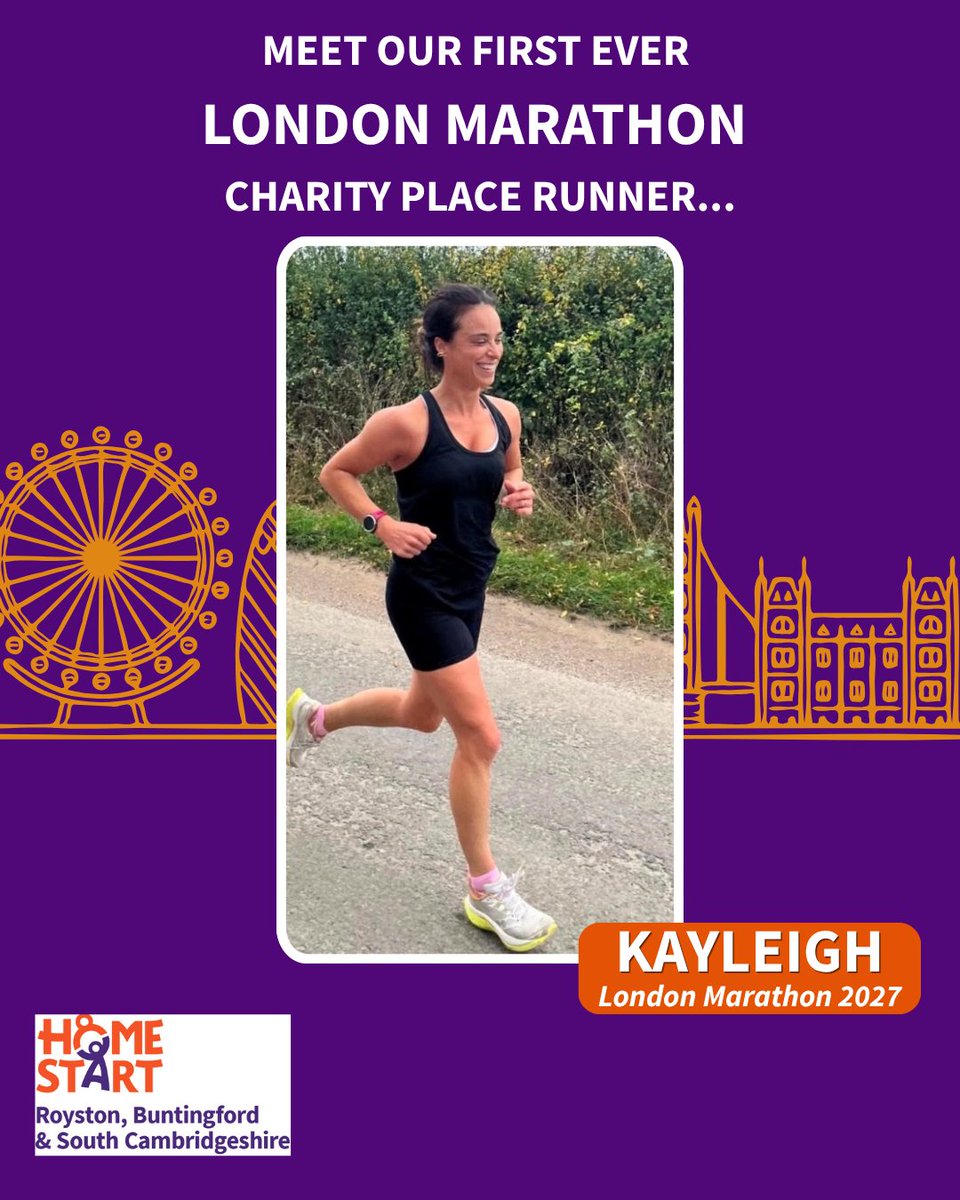 HomeStartRSC's tweet photo. 🏃 Exciting news! For the first time, we have an official charity place in the 2027 TCS London Marathon! 💜🧡 Kayleigh has said YES to taking on 26.2 miles for Home-Start, aiming to raise £2,000. We can’t wait to share the journey! https://t.co/OXwZTed1Vh