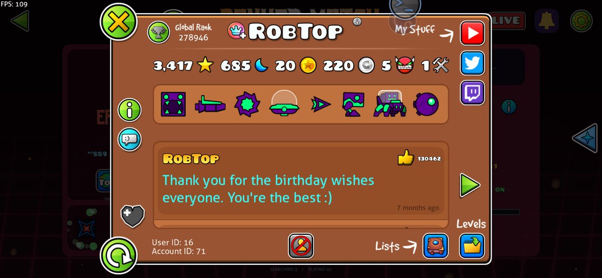 electringly's tweet photo. robtop fucking dodged me on versus @RobTopGames 1v1 me https://t.co/F1hcCbsvu3