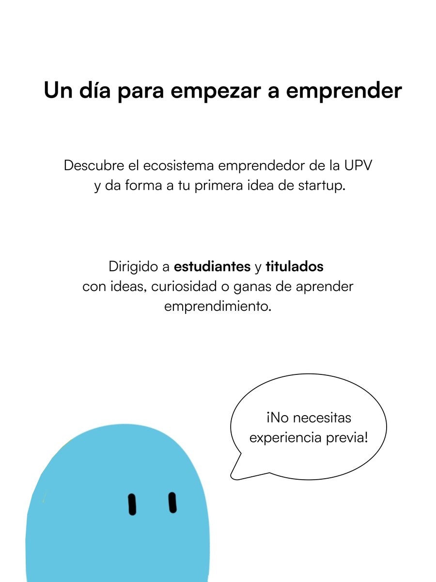 IDEASUPV's tweet photo. 🚀 ¿Quieres emprender, pero no sabes por dónde empezar?

💡 DAY[EMPRENDE] llega el 19 de octubre a la UPV.

🤝 Retos, trabajo en equipo y herramientas startup.

🎓 1 ECTS
💙 Gratis para la comunidad UPV elegible.

¡No necesitas una idea previa! 👀

#IDEASUPV #UPV https://t.co/wNXZbBSl3q