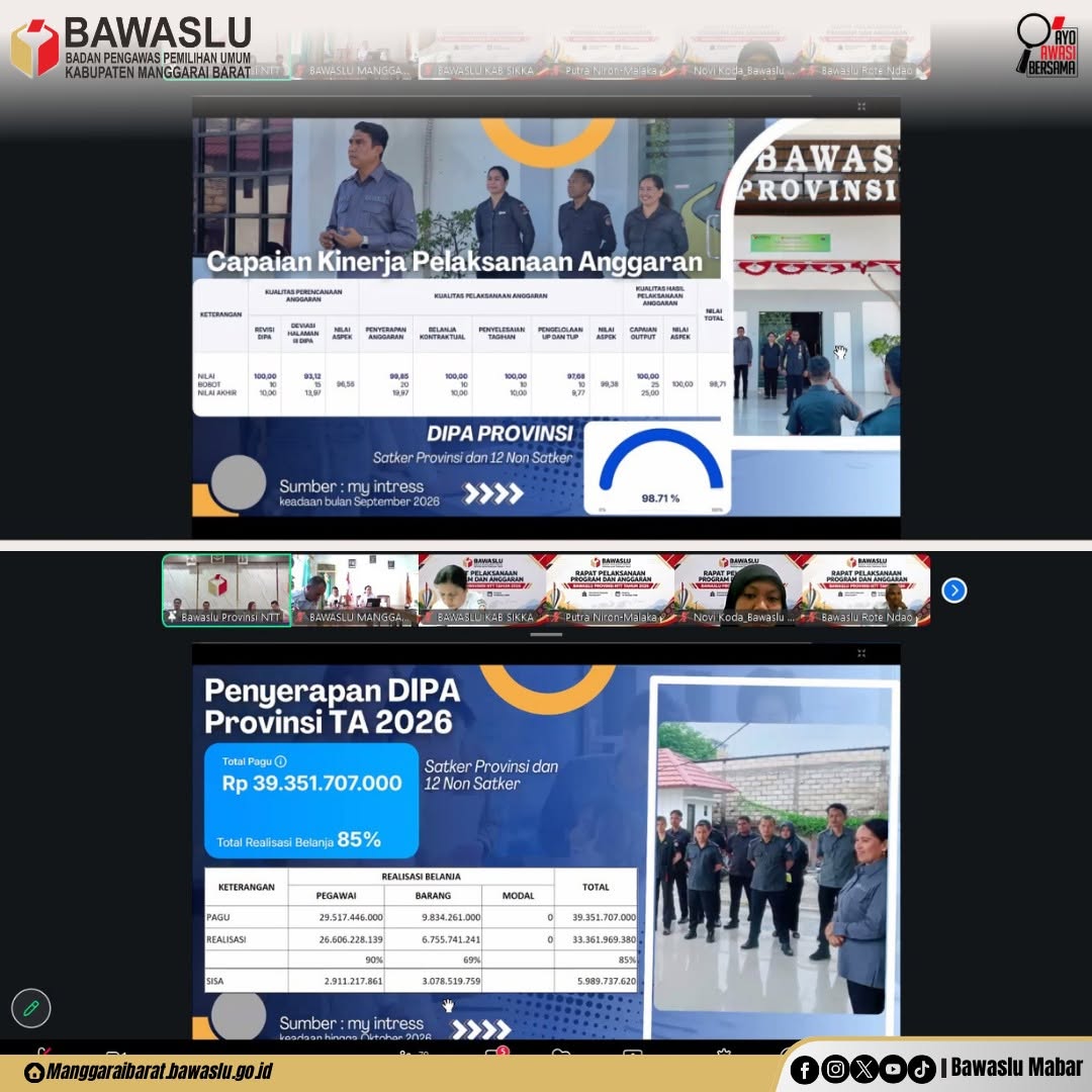 Bws_mabar09's tweet photo. #SahabatAwas

Bawaslu Manggarai Barat mengikuti Monev Program dan Anggaran Tahun 2026 untuk memperkuat akuntabilitas pengelolaan keuangan.

🔗 https://t.co/fUjb9O8mSa

#BawasluRI #BawasluNTT #BawasluMabar #Monev2026 https://t.co/QXNZgNhHvT