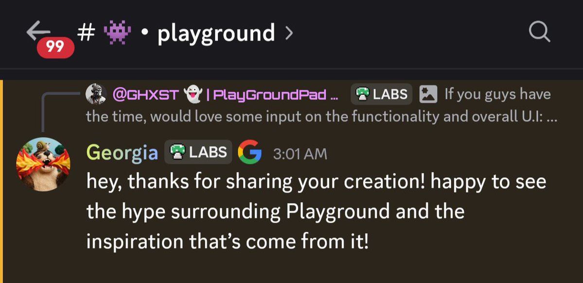 RealAngryDegen's tweet photo. This is absolutely huge! OMG I saw that a Google Rep responded to me! 🤯🎉

If you all aren't bullish on @PlaygroundPadHQ , I'd highly recommend you study the latest posts and checkout the gamepad. 🎮

We are getting noticed steadily by notable, key figures of the biggest tech corporation in the world 🌍 this is only the start! 

Also, just a reminder the VP of @GoogleLabs / @joshwoodward interacted with our community member yesterday 👀 there are signs, you're early.

CA:
cnNgFYRS26pKHstKvfzQXEDQuvuMfUNzTB2AMZypump
